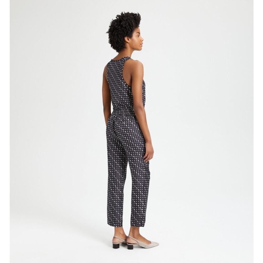 THEORY Silk Triangle Print Pull-On Trouser Pant Size 6 EUC $355 MSRP Geometric